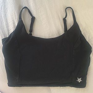 black corset/tank top with cross back detailing